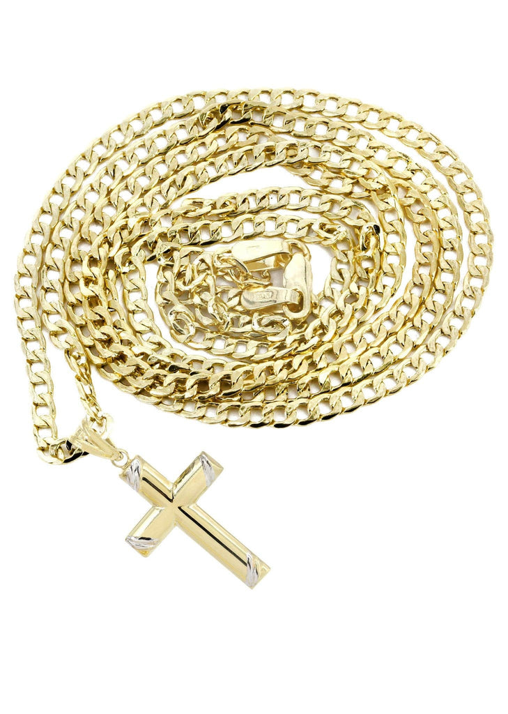 10K Gold Cuban Link & Gold Cross Pendant | 3.55 Grams chain & pendant FROST NYC 