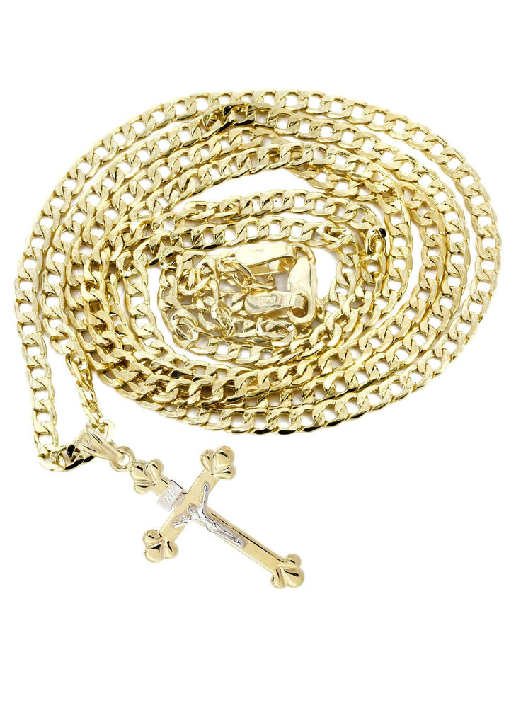 10K Gold Cuban Link & Gold Cross Pendant | 3.3 Grams chain & pendant FROST NYC 