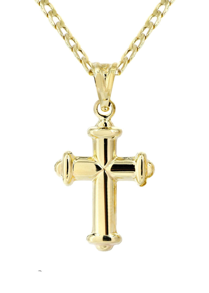 10K Gold Cuban Link & Gold Cross Pendant | 3.2 Grams chain & pendant FROST NYC 