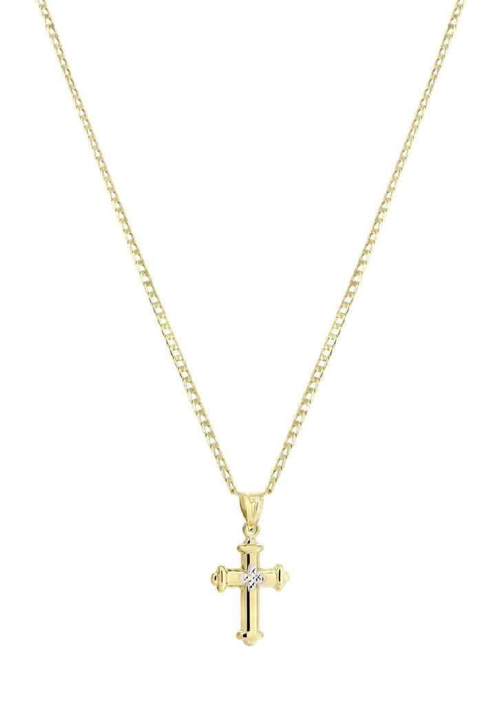 10K Gold Cuban Link & Gold Cross Pendant | 3.2 Grams chain & pendant FROST NYC 