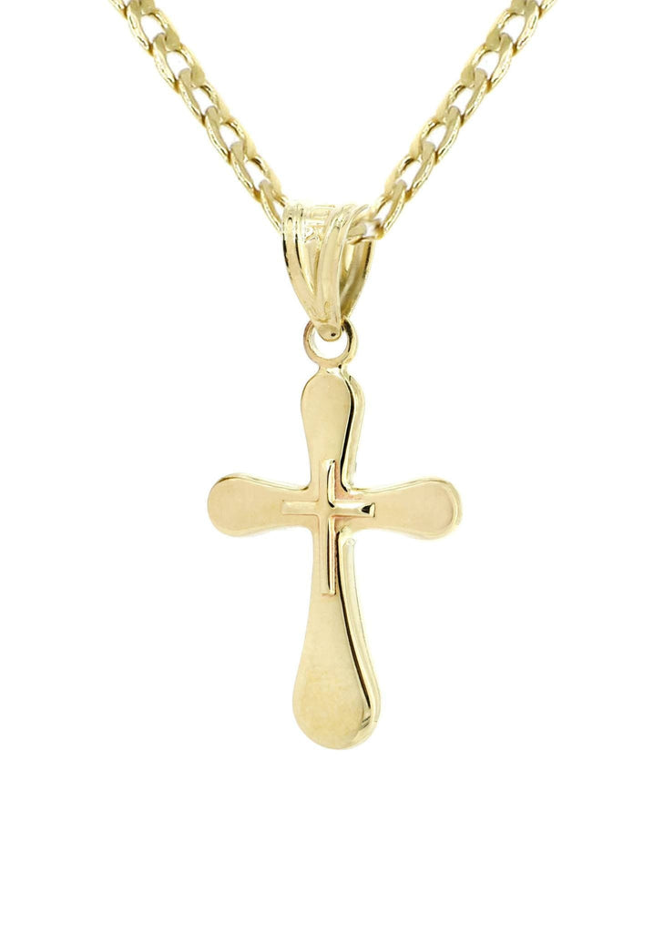 10K Gold Cuban Link & Gold Cross Pendant | 3.4 Grams chain & pendant FROST NYC 