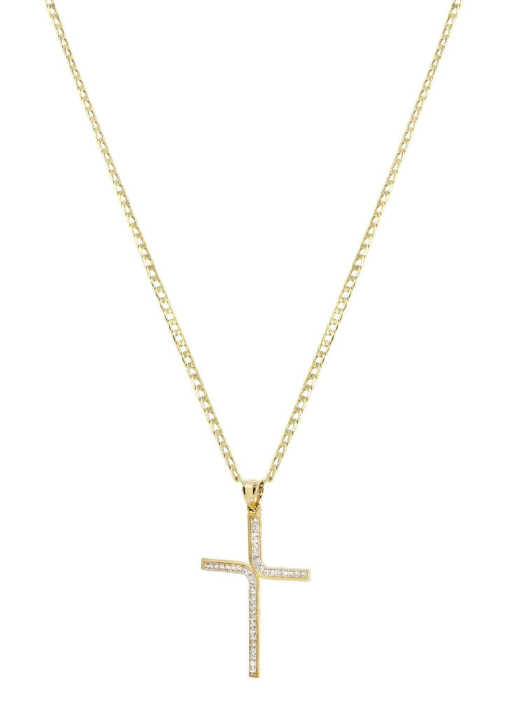 10K Gold Cuban Link Chain & Gold Cross Pendant | 4.18 Grams chain & pendant FROST NYC 