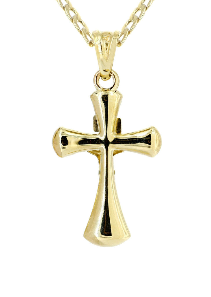 10K Gold Cuban Link & Gold Cross Pendant | 3.66 Grams chain & pendant FROST NYC 