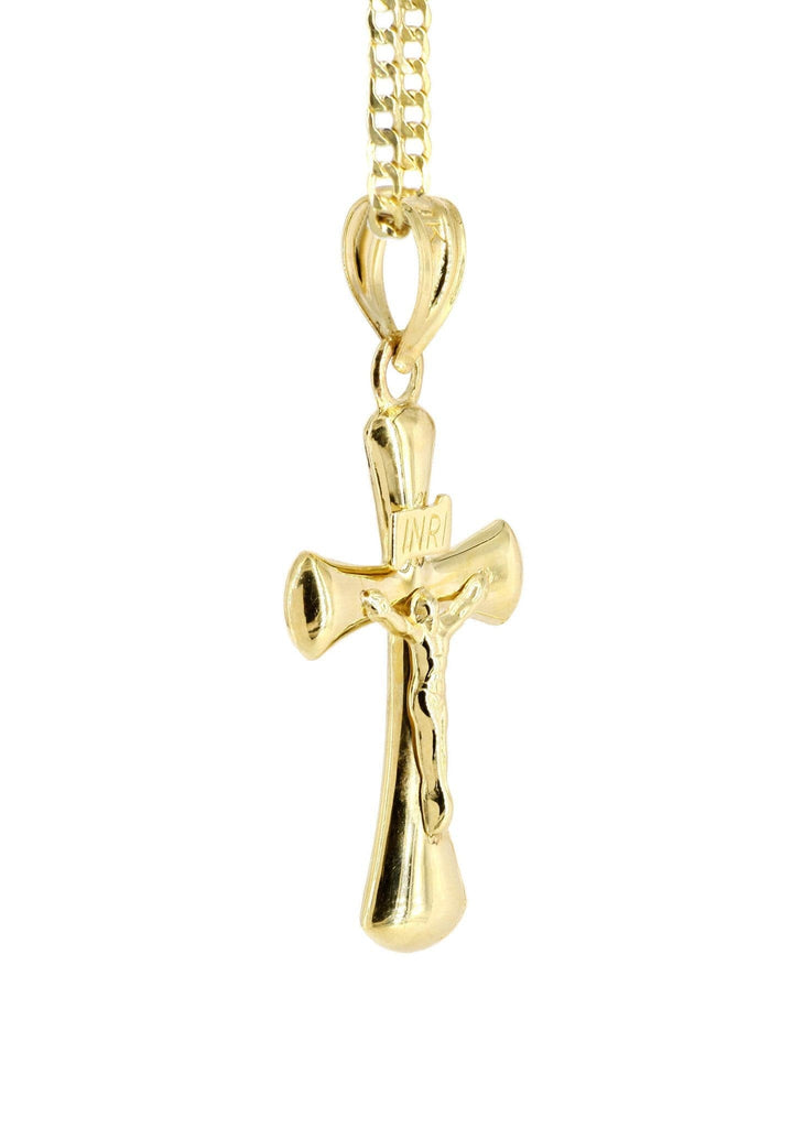 10K Gold Cuban Link & Gold Cross Pendant | 3.66 Grams chain & pendant FROST NYC 