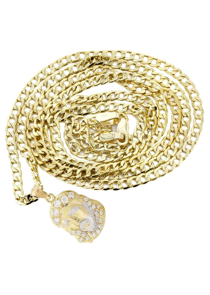 10K Gold Cuban Link Chain & Gold Jesus Piece Pendant | 4.14 Grams chain & pendant FROST NYC 