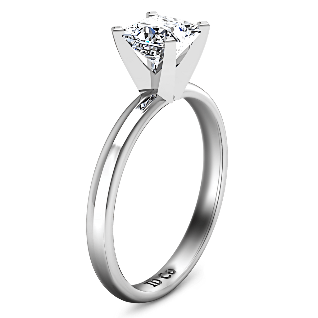 Solitaire Princess Cut Diamond Engagement Ring Comfort Fit 14K White Gold engagement rings imaginediamonds 