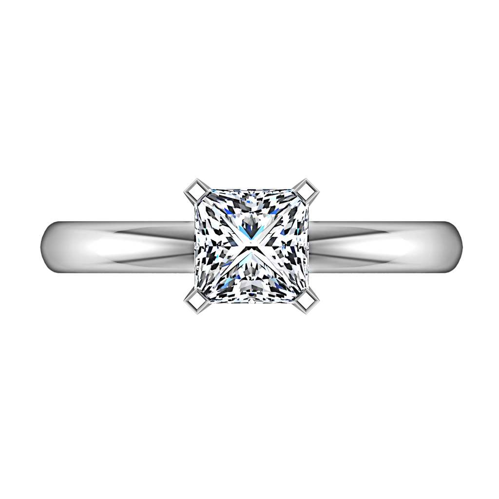 Solitaire Princess Cut Diamond Engagement Ring Comfort Fit 14K White Gold engagement rings imaginediamonds 