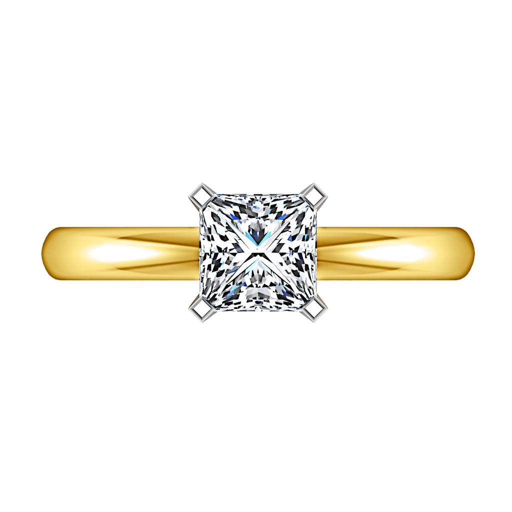 Solitaire Diamond Princess Cut Engagement Ring Comfort Fit 14K Yellow Gold engagement rings imaginediamonds 