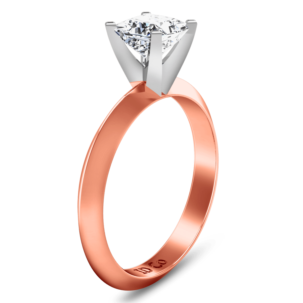 Solitaire Diamond Engagement Ring Knife Edge Princess Cut Diamond 14K Rose Gold engagement rings imaginediamonds 