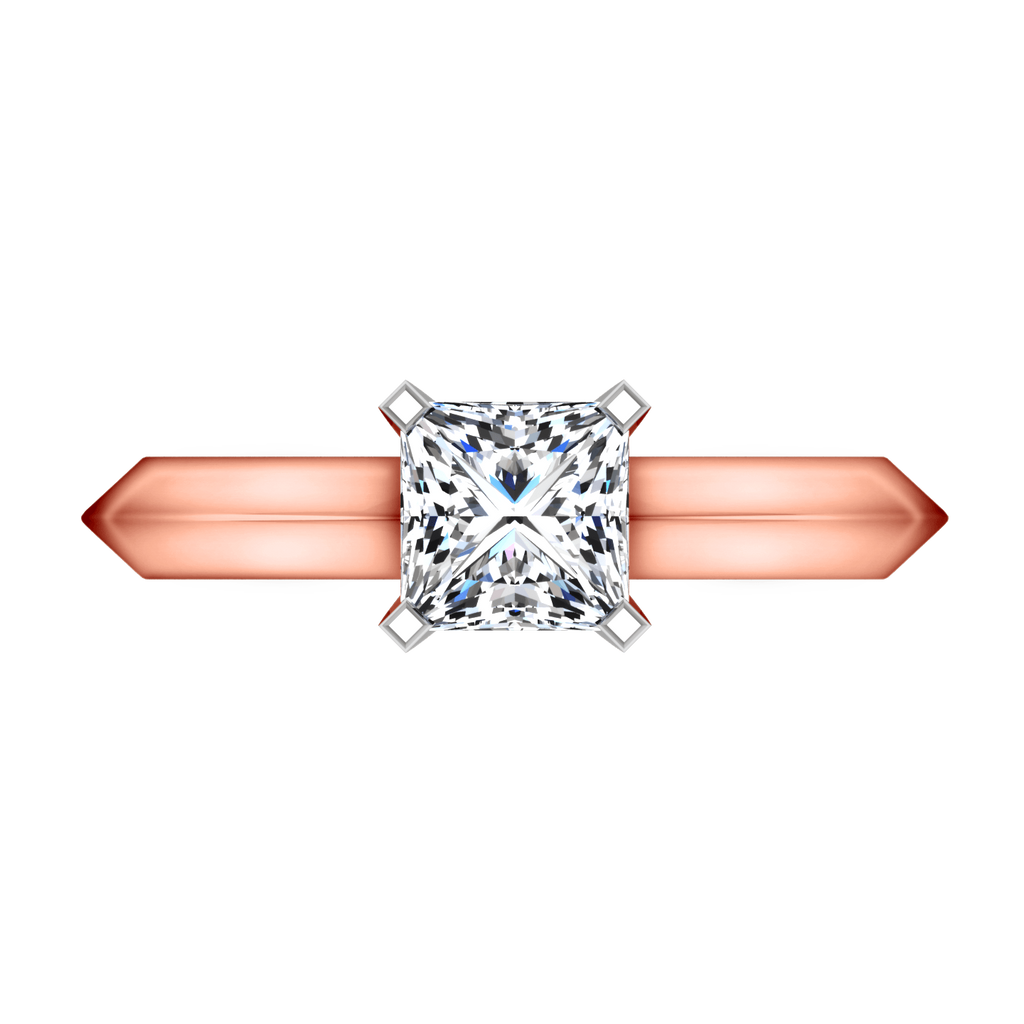 Solitaire Diamond Engagement Ring Knife Edge Princess Cut Diamond 14K Rose Gold engagement rings imaginediamonds 