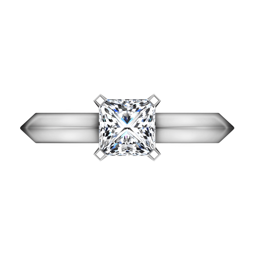 Solitaire Princess Cut Diamond Engagement Ring Knife Edge 14K White Gold engagement rings imaginediamonds 