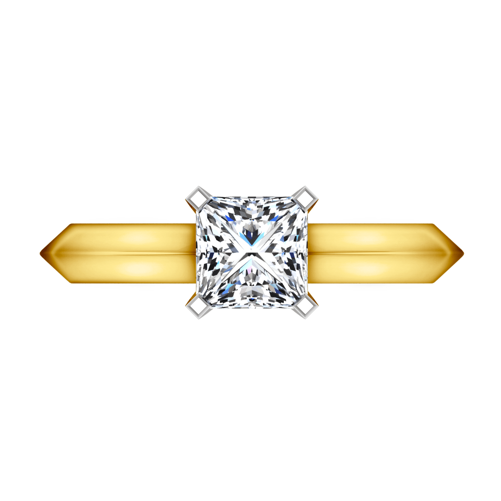 Solitaire Diamond Engagement Ring Knife Edge Princess Cut Diamond 14K Yellow Gold engagement rings imaginediamonds 