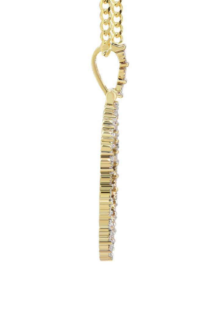 10K Yellow Gold Diamond Round Picture Pendant & Cuban Chain | Appx. 16 Grams MANUFACTURER 1 