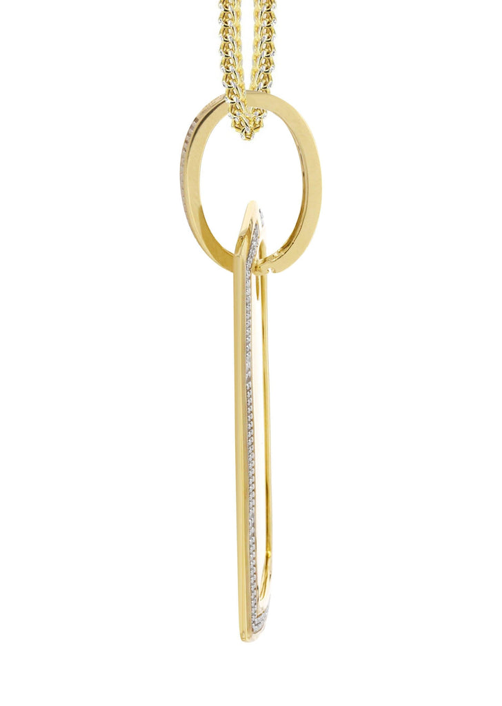 10K Yellow Gold Diamond Dog Tag Picture Pendant & Franco Chain | Appx. 27 Grams MANUFACTURER 1 