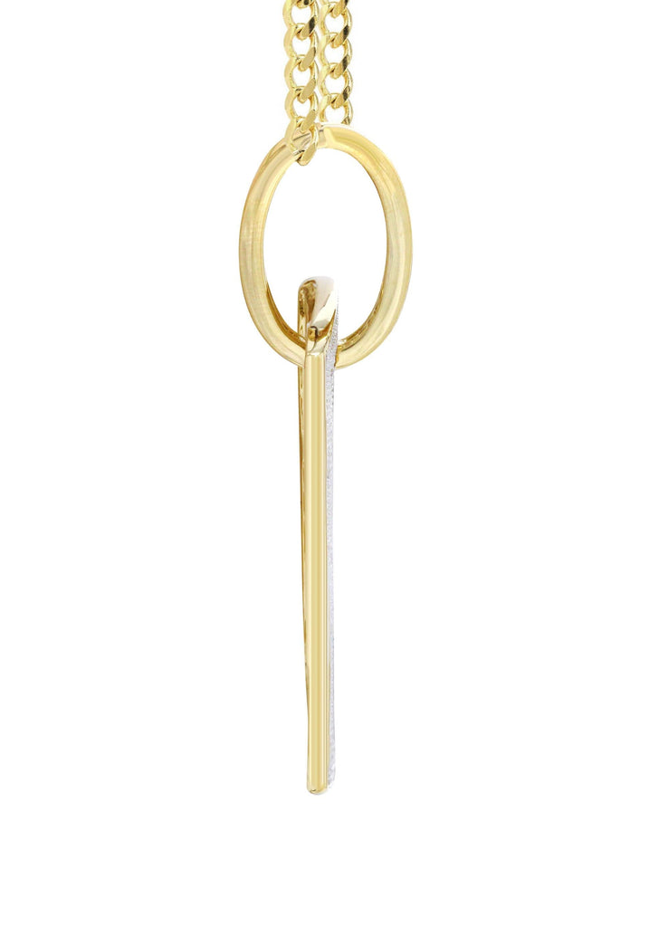 10K Yellow Gold Diamond Dog Tag Picture Pendant & Cuban Chain | Appx. 24 Grams MANUFACTURER 1 