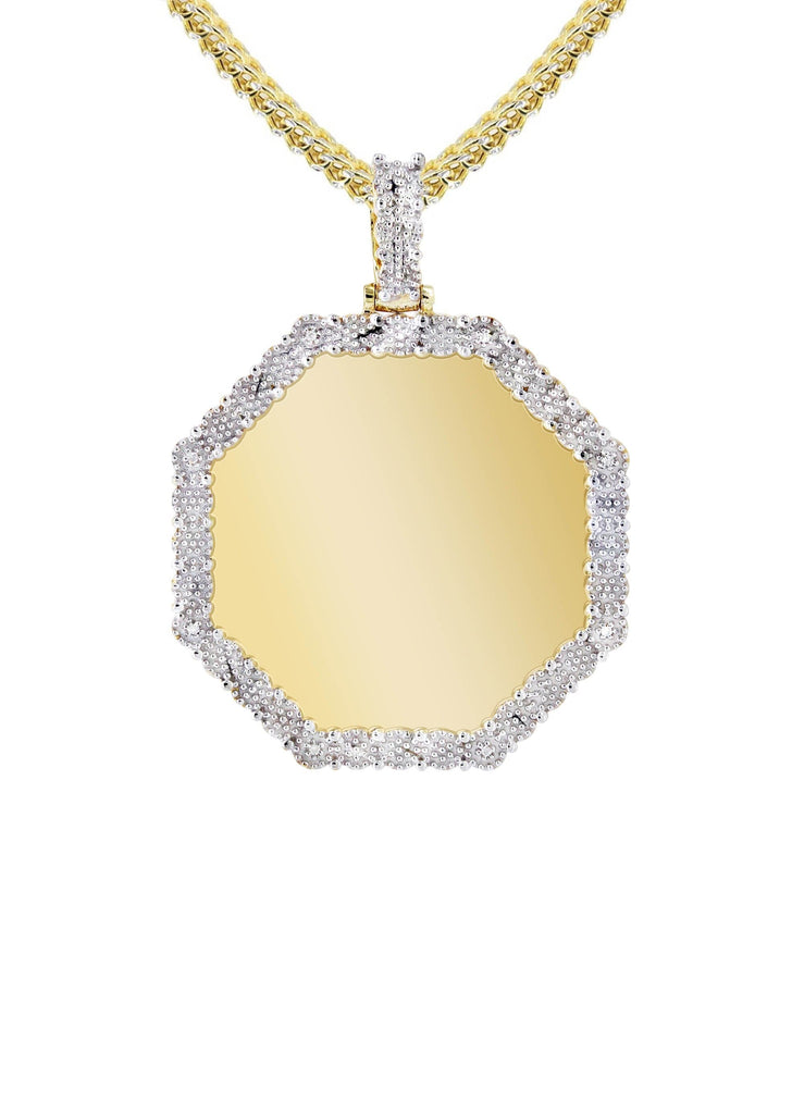 10K Yellow Gold Diamond Octagon Picture Pendant & Franco Chain | Appx. 17 Grams MANUFACTURER 1 