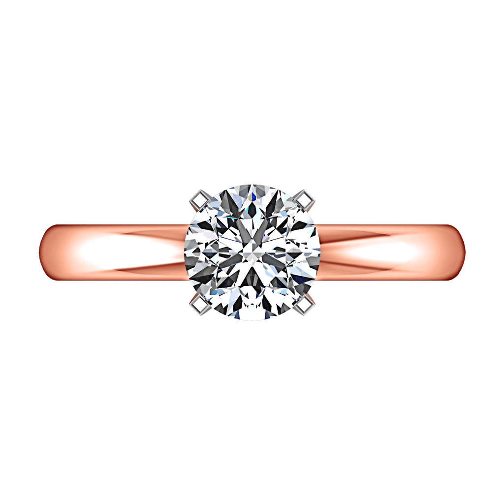 Solitaire Diamond Engagement Ring Comfort Fit Round Diamond 14K Rose Gold engagement rings imaginediamonds 
