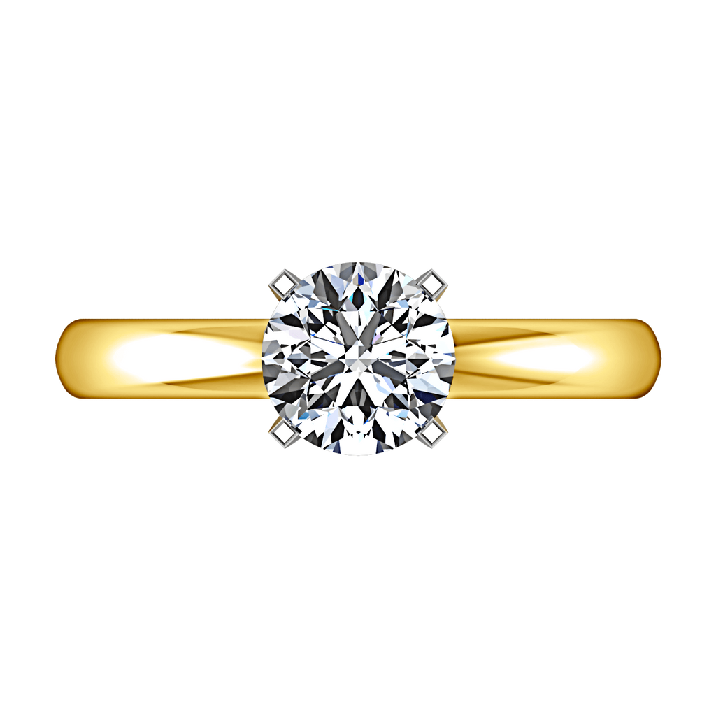 Solitaire Diamond Engagement Ring Comfort Fit Round Diamond 14K Yellow Gold engagement rings imaginediamonds 
