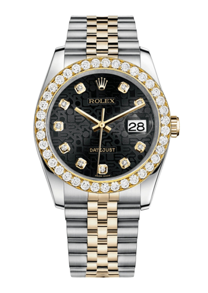 Rolex Datejust Black Jubiliee Dial - Diamond Hour Markers With 4 Carats Of Diamonds WATCHES FROST NYC 