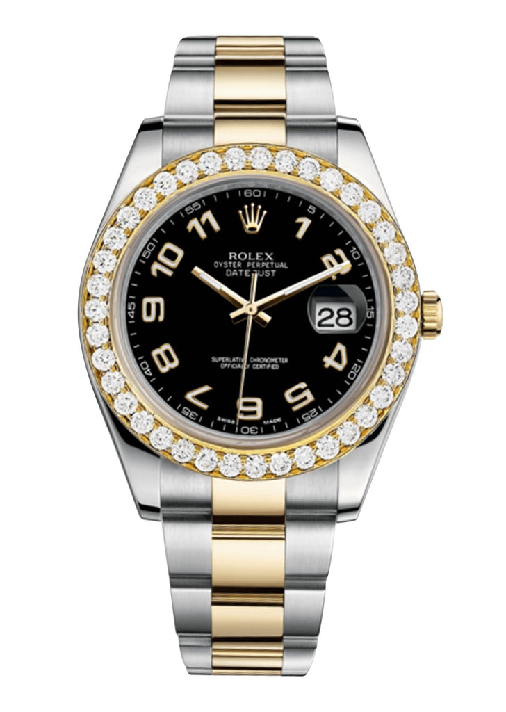 Rolex Datejust Ii Black Dial - Arabic Numerals With 5 Carats Of Diamonds WATCHES FROST NYC 
