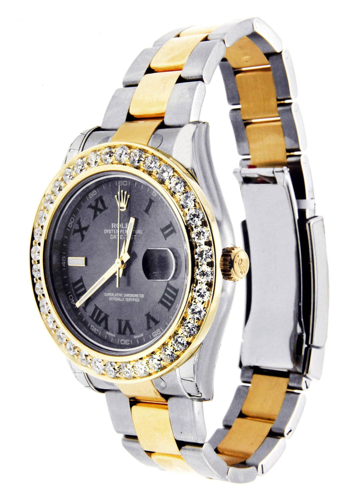 Diamond Rolex Datejust 2 | 18K Yellow Gold & Stainless Steel | Green Slate Dial 41 MM Mens Watch FrostNYC 