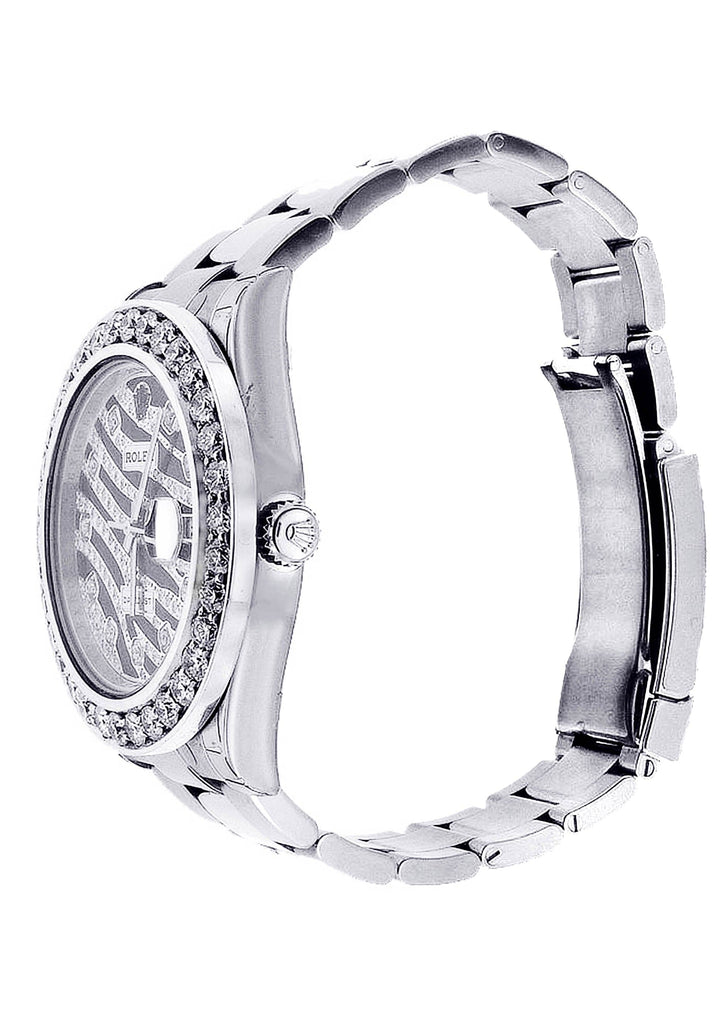 Diamond Rolex Datejust 2 | Stainless Steel | Custom Diamond Zebra Dial | 41 Mm | 5.75 Carats Mens Watch FrostNYC 