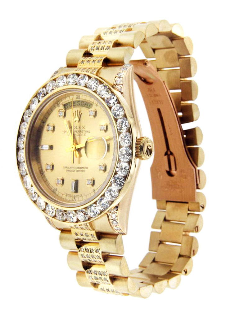 Diamond Rolex Day-Date | 18K Yellow Gold Mens Watch FrostNYC 