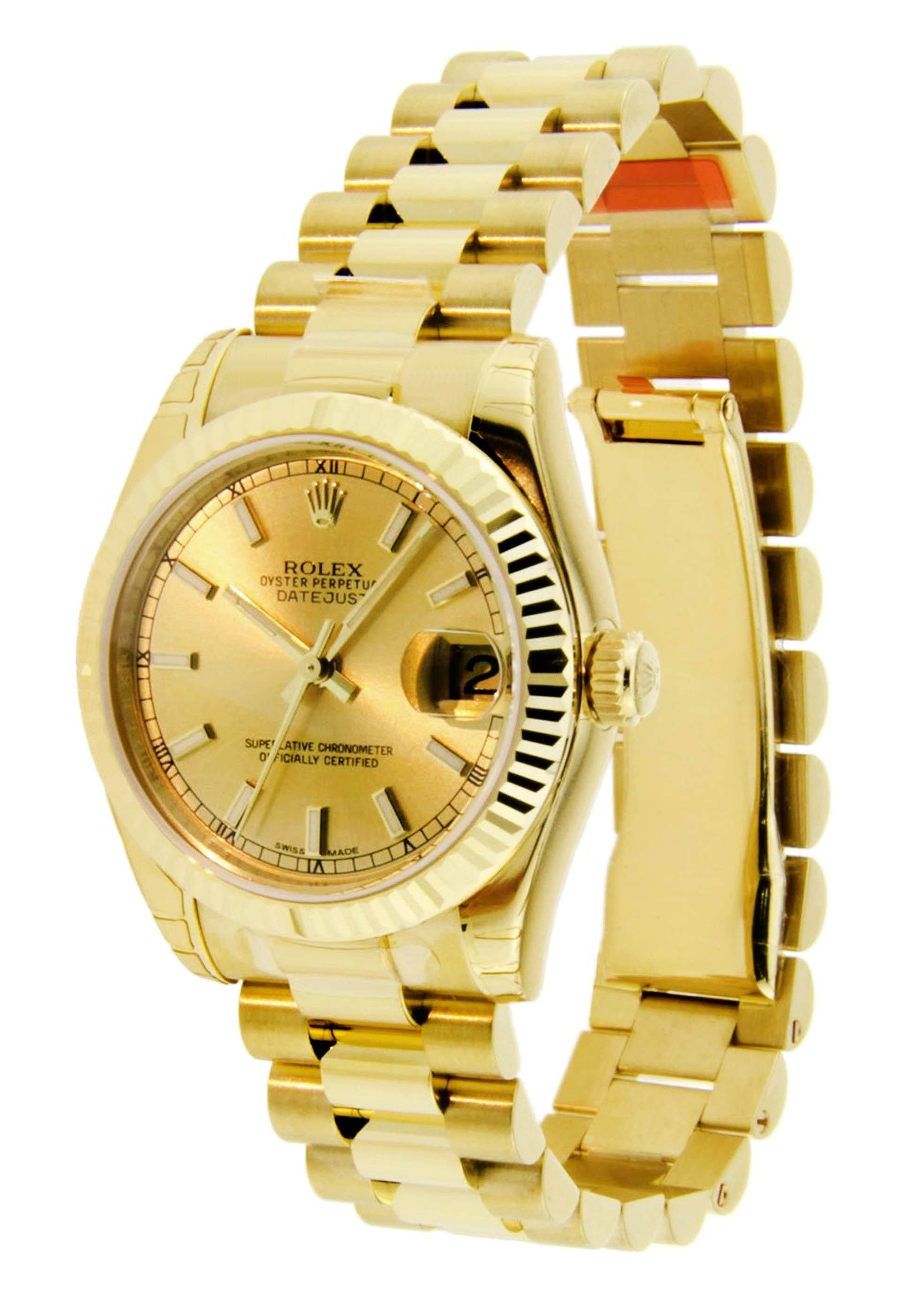 Rolex Datejust Watch For Women 18K Yellow Gold 31 Mm