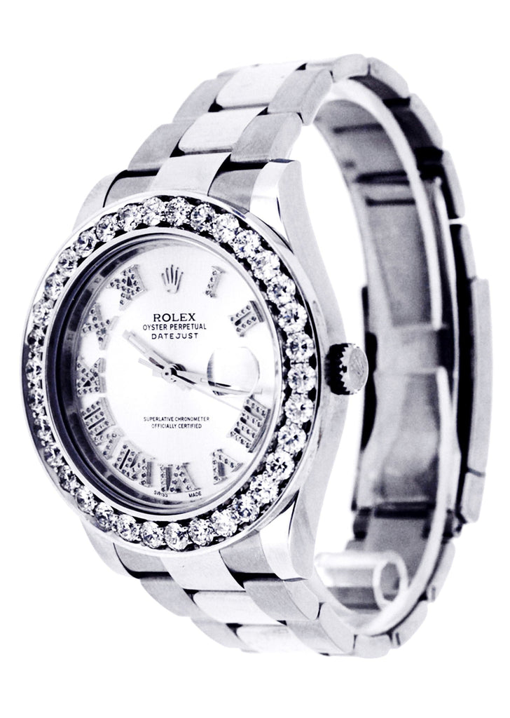 Diamond Rolex Datejust | Stainless Steel | Diamond Silver Roman Numeral Dial | 36 MM Mens Watch FrostNYC 