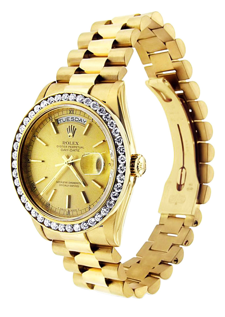 Diamond Rolex Day-Date | 18K Yellow Gold Mens Watch FrostNYC 