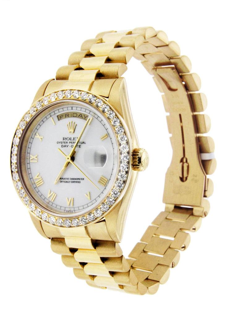 Diamond Rolex Day-Date | 18K Yellow Gold Mens Watch FrostNYC 