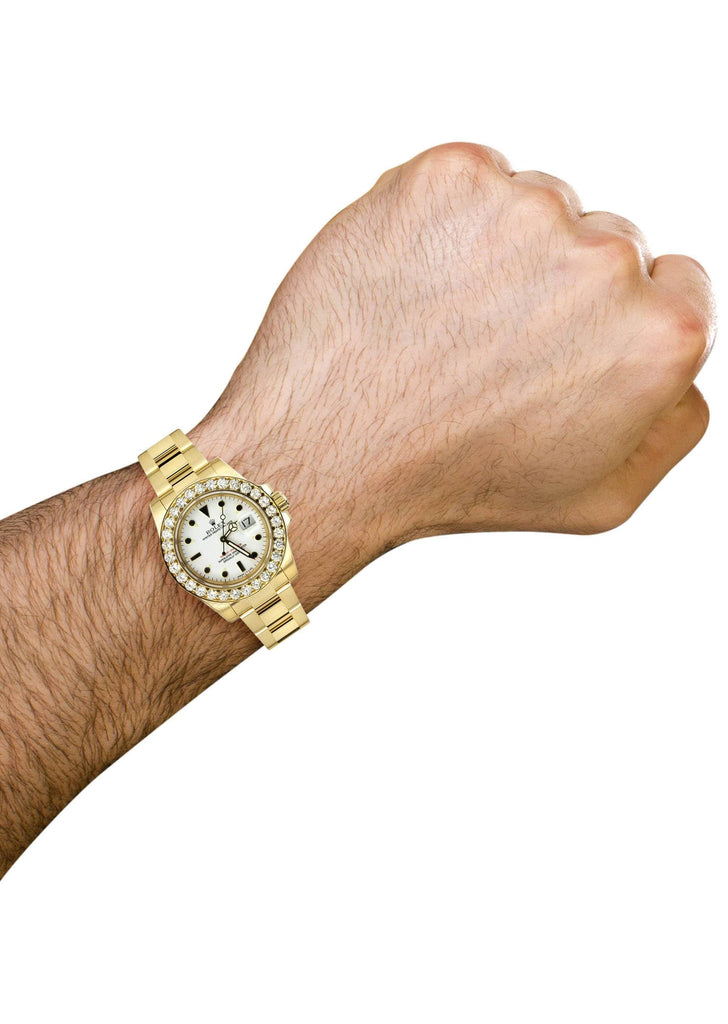 Diamond Rolex Yacht Master | 18K Yellow Gold Mens Watch FrostNYC 