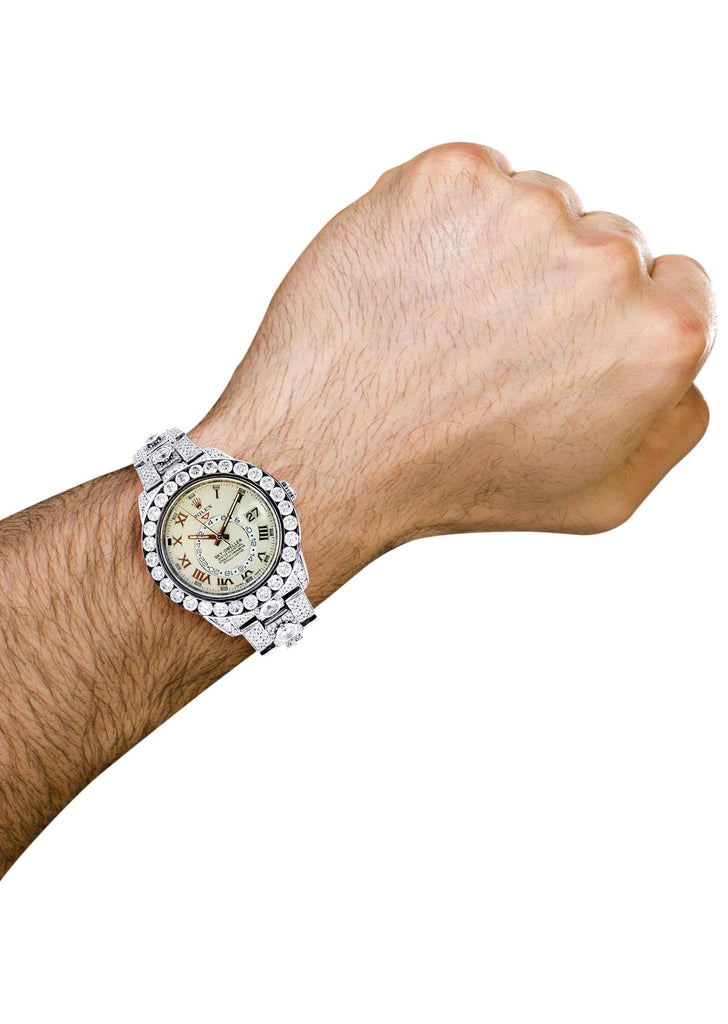 Diamond Rolex Sky Dweller | 18K White Gold | 42 Mm Mens Watch FrostNYC 