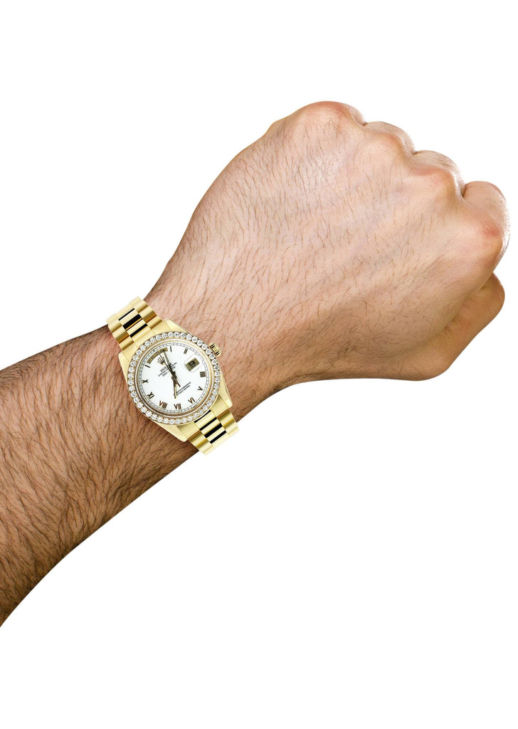 Diamond Rolex Day-Date | 18K Yellow Gold Mens Watch FrostNYC 