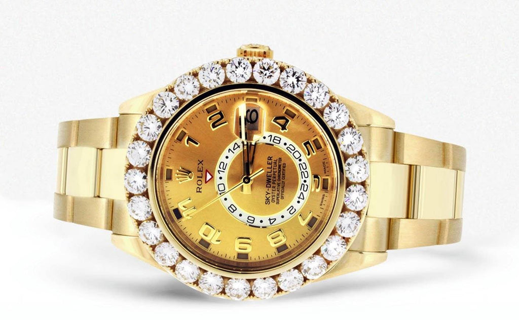 Diamond Rolex Sky Dweller | 18K Yellow Gold | 42 Mm Mens Watch FrostNYC 