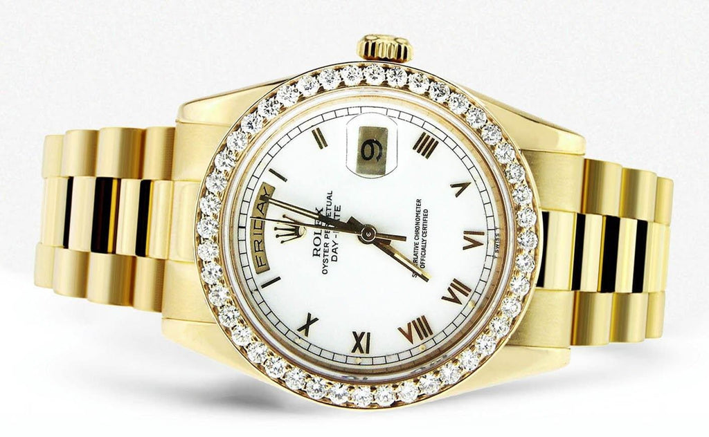 Diamond Rolex Day-Date | 18K Yellow Gold Mens Watch FrostNYC 