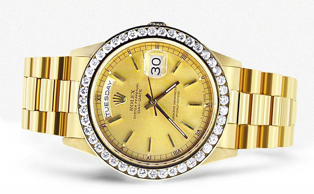 Diamond Rolex Day-Date | 18K Yellow Gold Mens Watch FrostNYC 