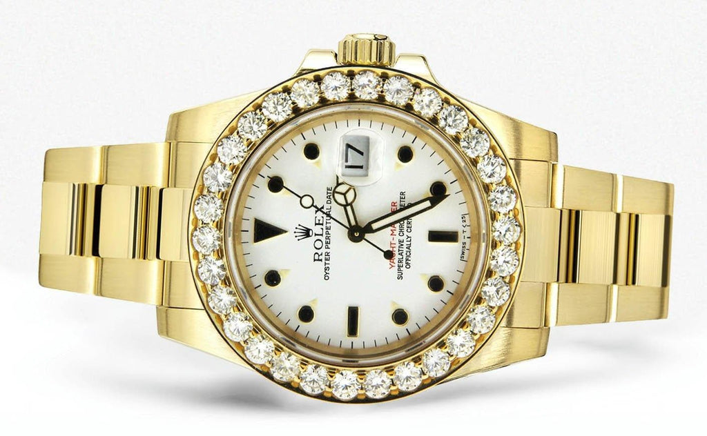 Diamond Rolex Yacht Master | 18K Yellow Gold Mens Watch FrostNYC 
