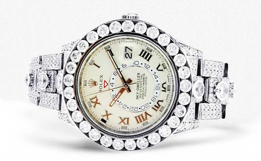 Diamond Rolex Sky Dweller | 18K White Gold | 42 Mm Mens Watch FrostNYC 