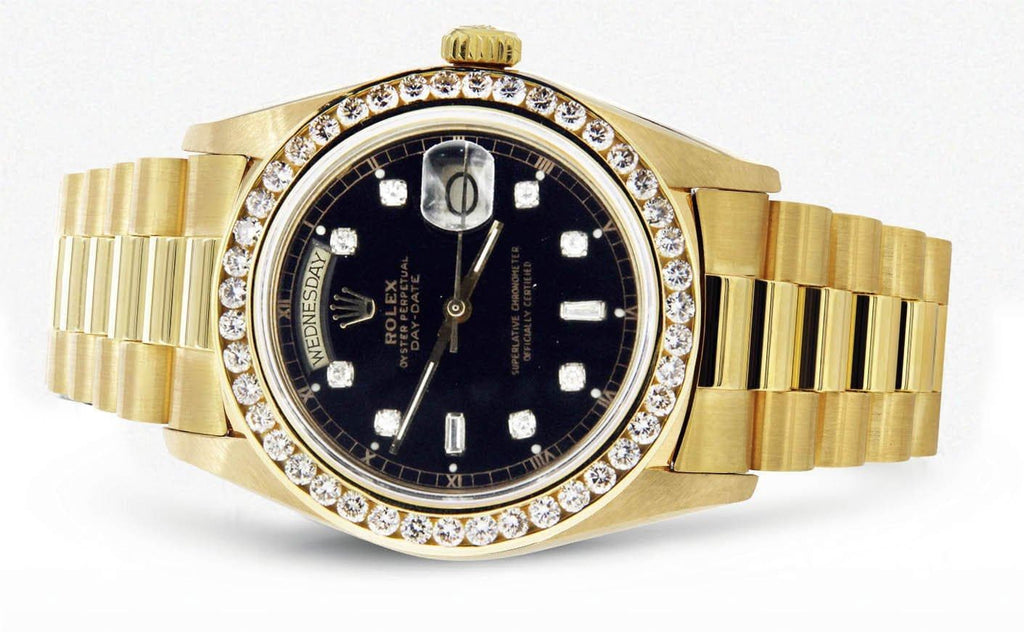 Diamond Rolex Day-Date | 18K Yellow Gold Mens Watch FrostNYC 