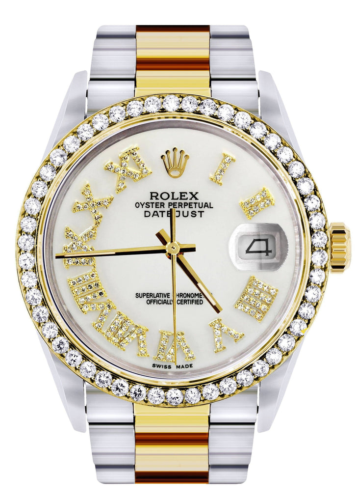 Gold & Steel Rolex Datejust Watch 16233 for Men | 36Mm | White Roman D ...