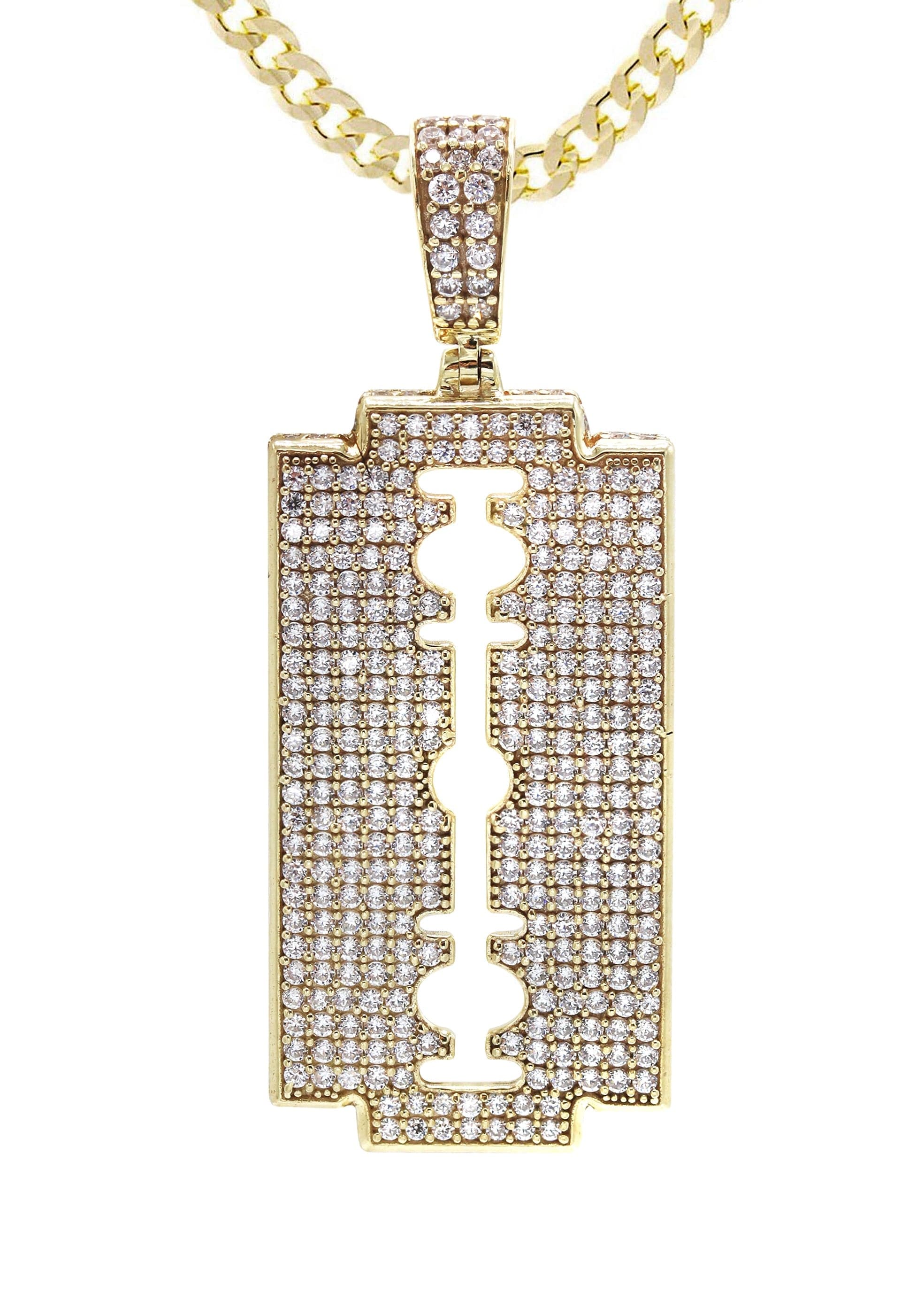 10K Yellow Gold Razor Blade Necklace 17 Grams