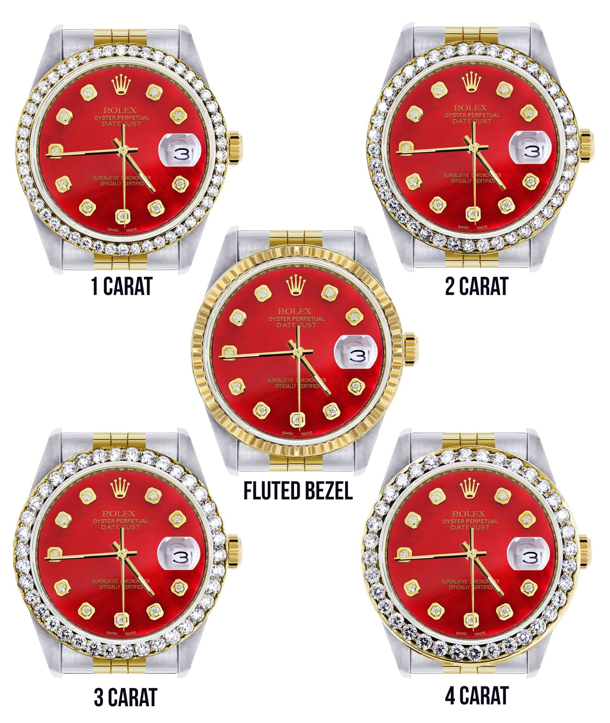 Gold & Steel Rolex Datejust Watch 16233 for Men | 36Mm | Diamond Red M