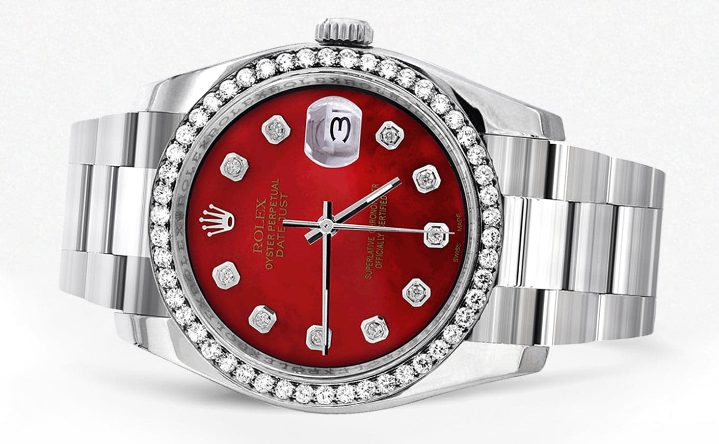 116200 | Rolex Datejust Watch | 36Mm | Red Dial | Oyster Band