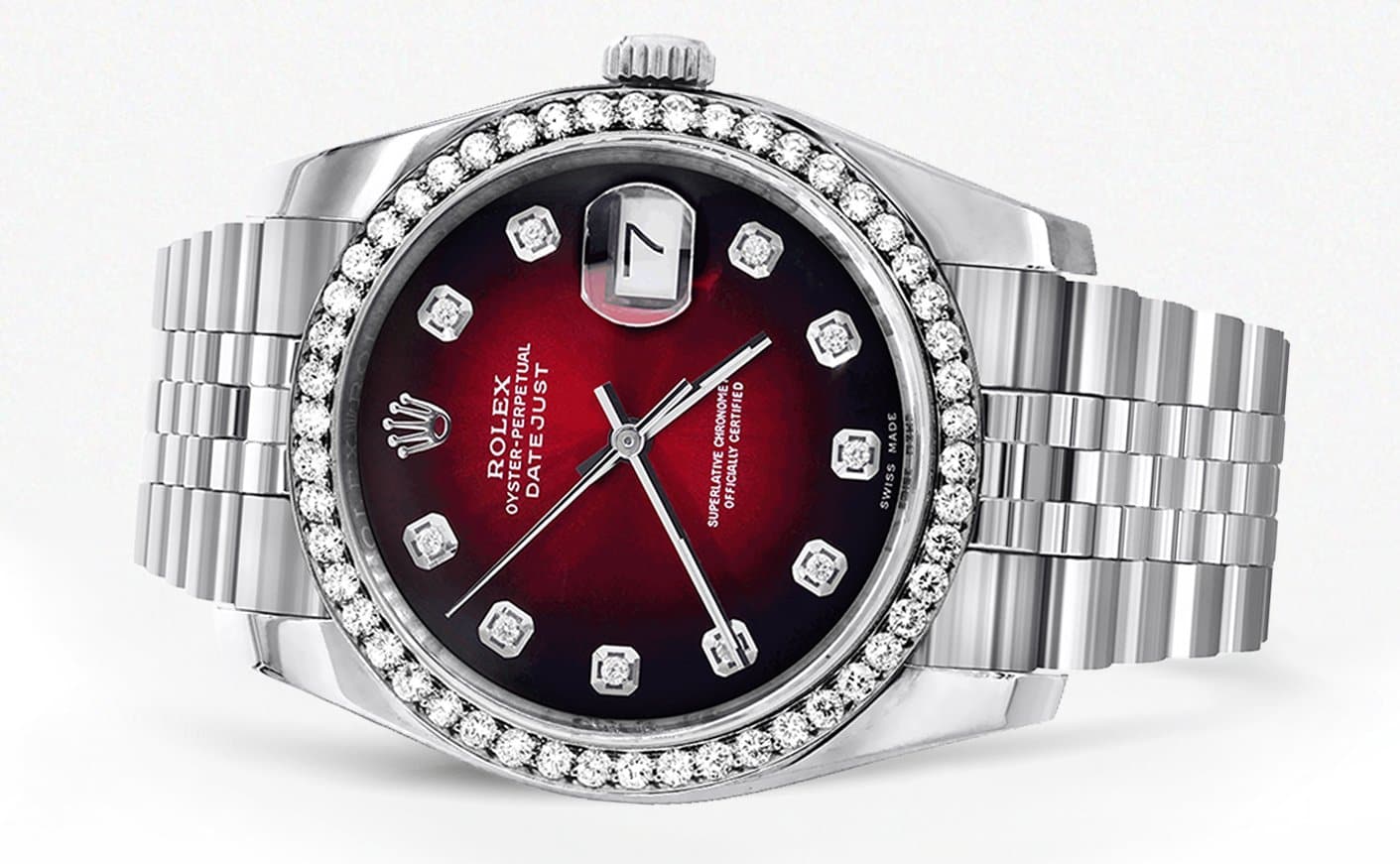 116200 | Hidden Clasp | Rolex Datejust Watch | 36Mm | Red Dial | Jubil