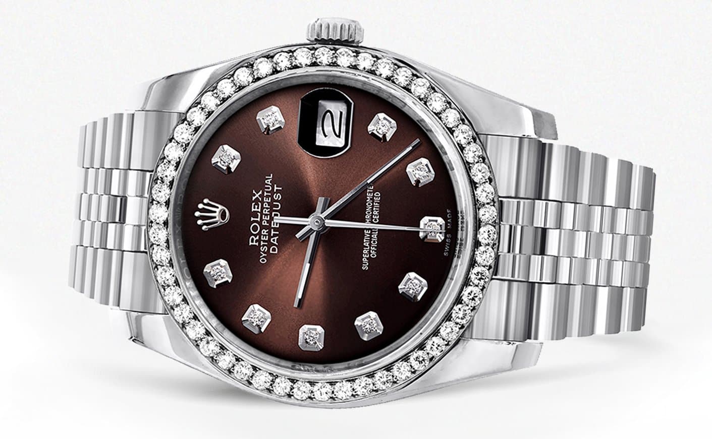 趣味 OYSTER PERPETUAL DATEJUST 116200 | Hidden Clasp | Diamond Rolex Datejust Watch | 36MM | Chocolat
