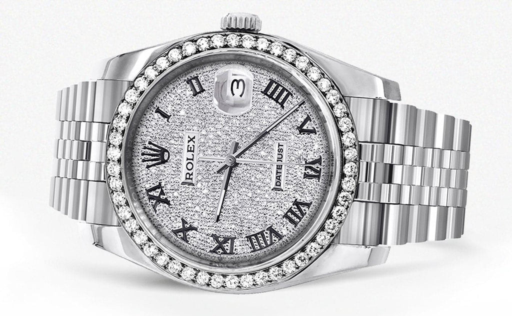 New Style | Hidden Clasp | Diamond Rolex Datejust Watch | 36MM | Full Diamond Roman Dial | Jubilee Band CUSTOM ROLEX MANUFACTURER 11 