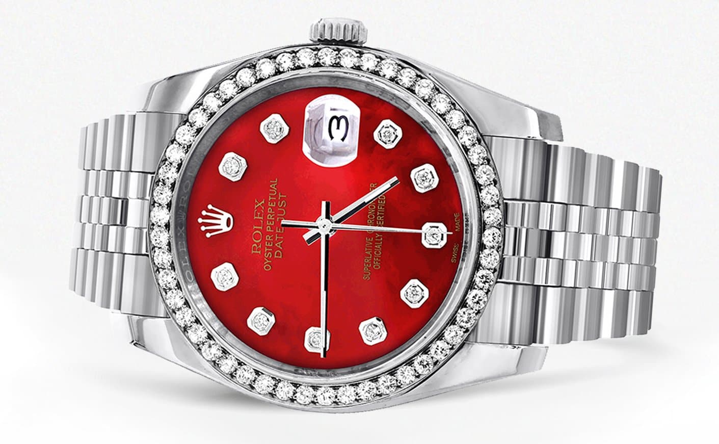 116200 | Hidden Clasp | Diamond Rolex Datejust Watch | 36Mm | Red Diam