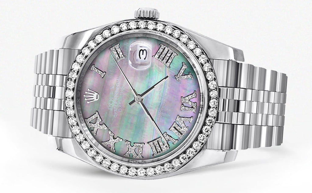 New Style | Hidden Clasp | Diamond Rolex Datejust Watch | 36Mm | Dark Mother Of Pearl Dial | Roman Numeral | Jubilee Band CUSTOM ROLEX MANUFACTURER 11 