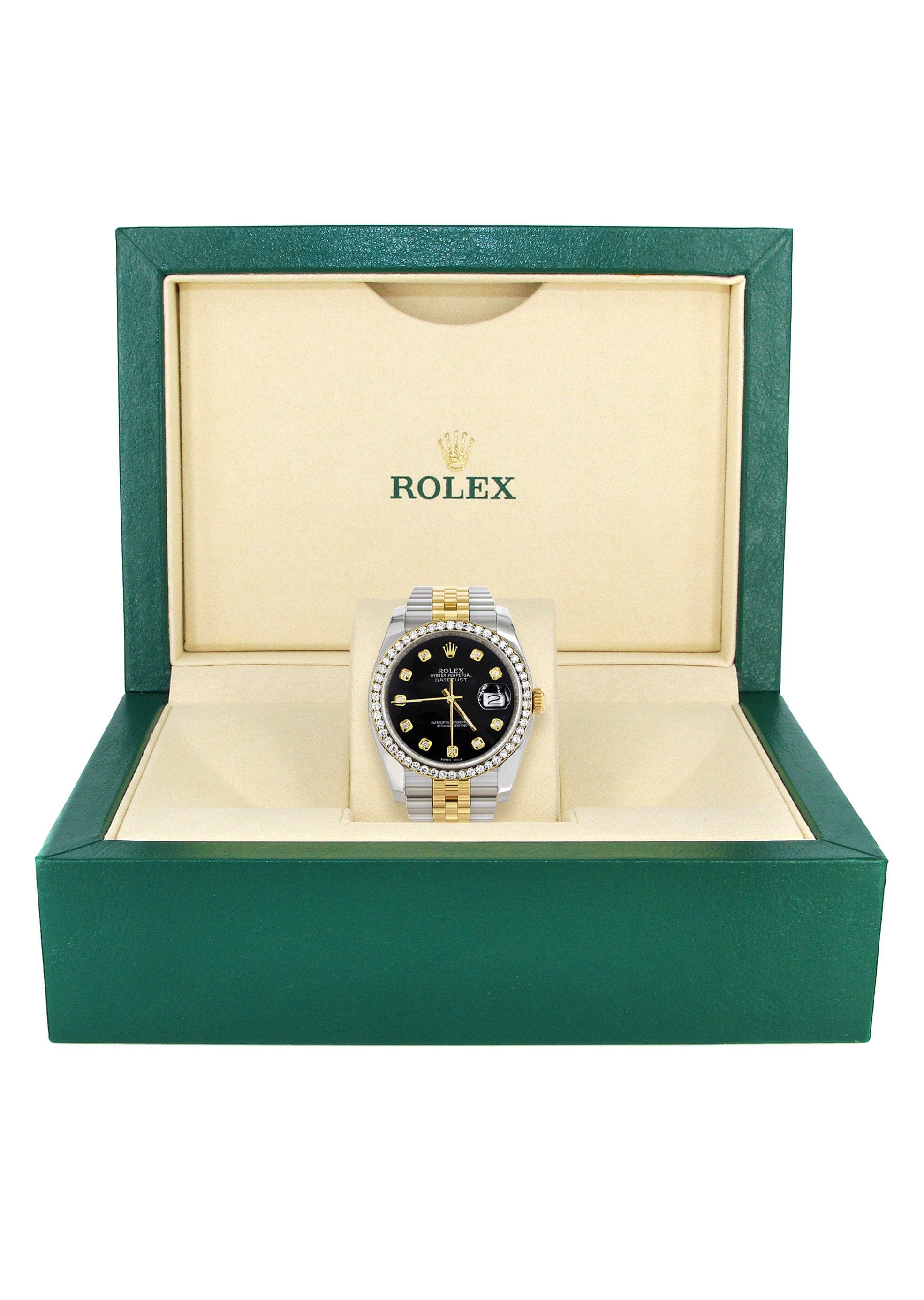 116233 | Hidden Clasp | Gold Rolex Datejust Watch | 36Mm | Black Dial